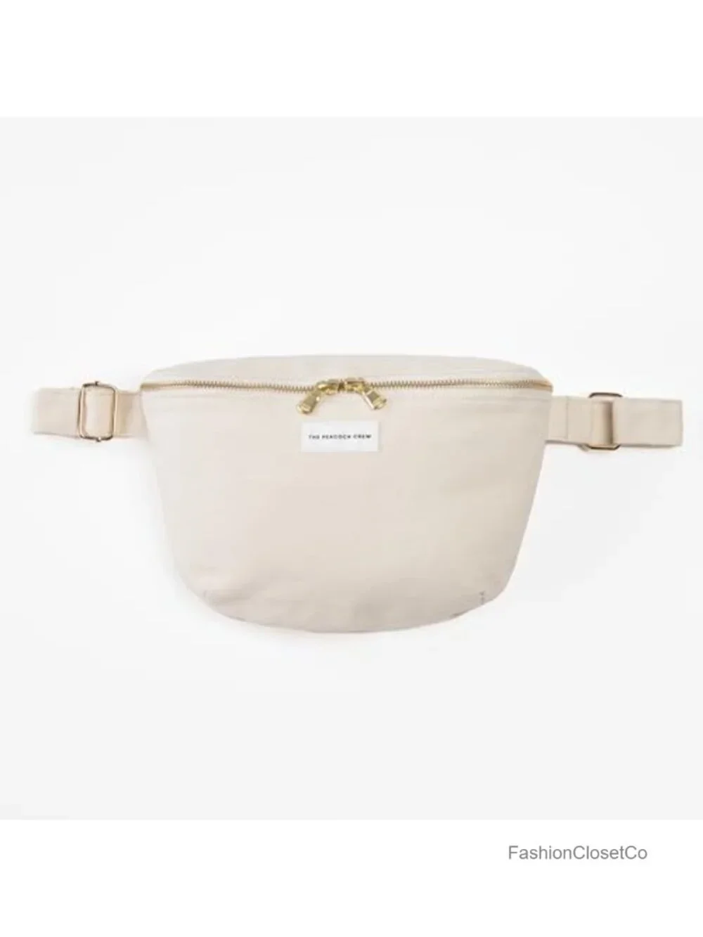 Cotton Canvas Crossbody Belt Bag with Dual Zippers, Adjustable Strap